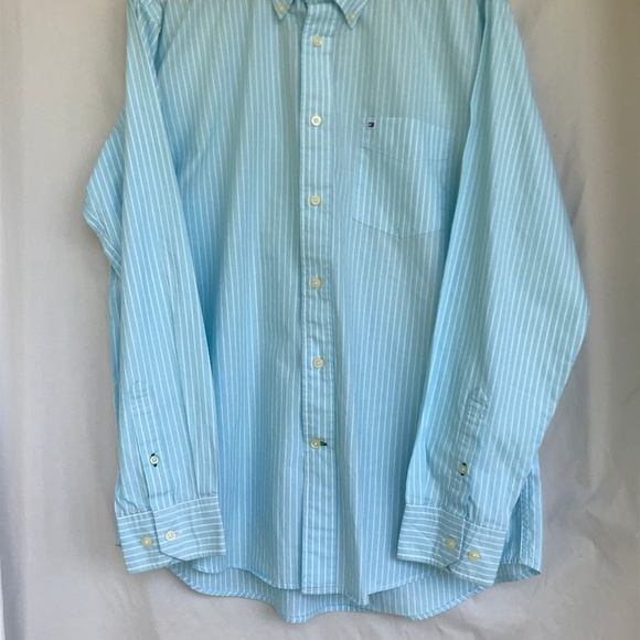 Mens large Tommy Hilfiger blue/white Button down - Picture 6 of 6